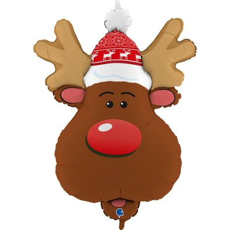 Rendier hoofd / reindeer folieballon, 86 cm