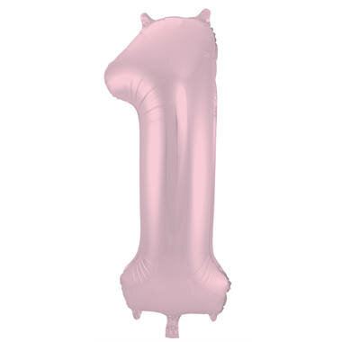 folie cijfer 1 pastel roze, mat metallic 86cm