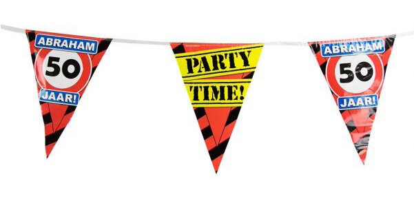 50 jaar Abraham vlaggenlijn Party Time, 10 m