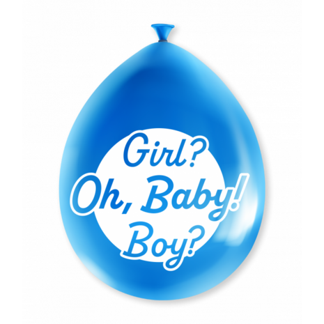 Gender Reveal ballonnen roze/blauw, 8 st.