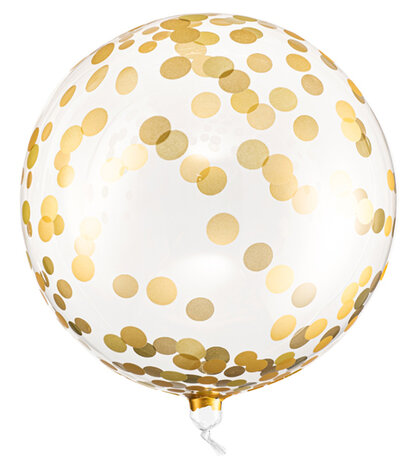 crystal clear orb bubble confetti goud, 40 cm