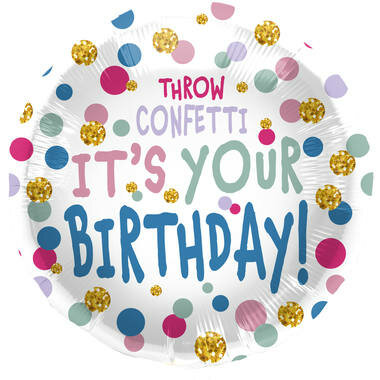 throw confetti - birthday folieballon, 45 cm