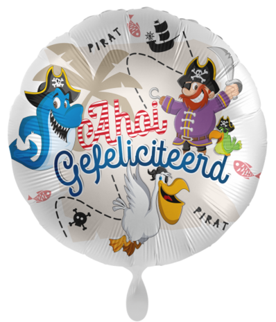 Ahoi gefeliciteerd Piraten folieballon, 43 cm