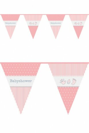 Babyshower roze vlaggenlijn