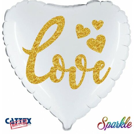 Love Sparkle folieballon hart, 45 cm