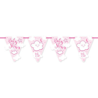 Babyshower vlaggenlijn roze, karton, 6 m
