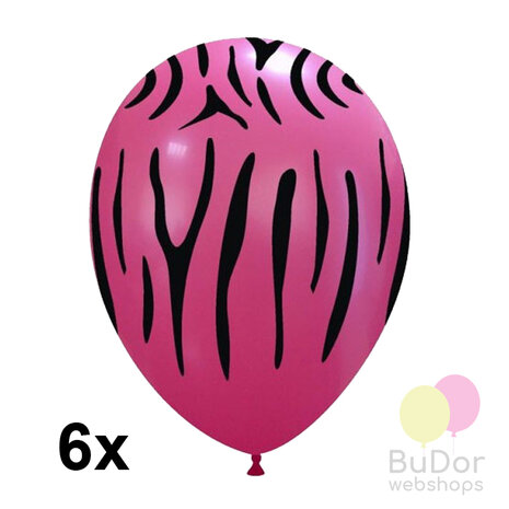 Ballon pink zebra print, 6x