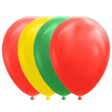 Ballonnen rood-geel-groen, 10 st.