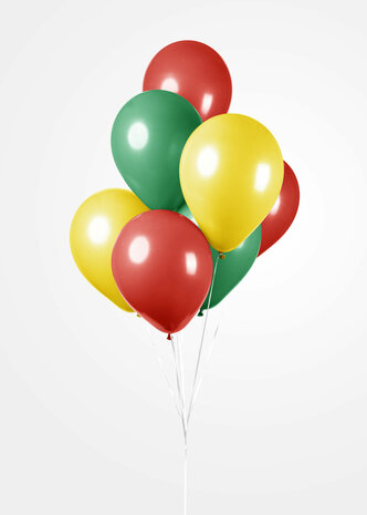 Ballonnen rood-geel-groen, 10 st.