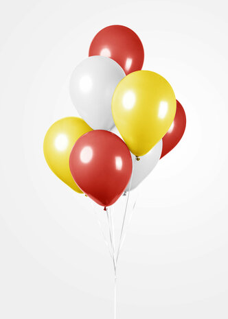 Ballonnen rood-wit-geel, 10 st.