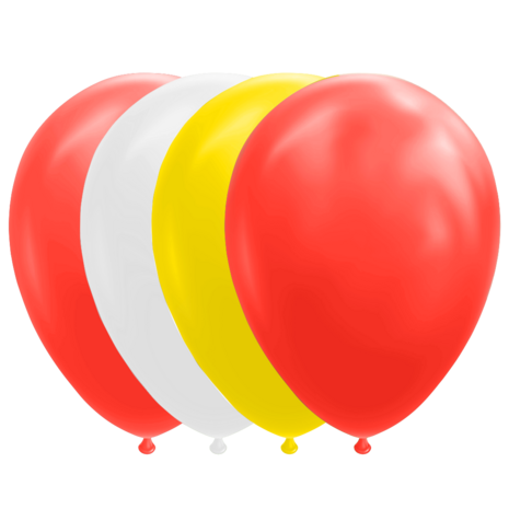 Ballonnen rood-wit-geel, 10 st.