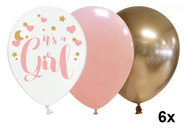 It s a Girl ballonnen mix, 6 stuks