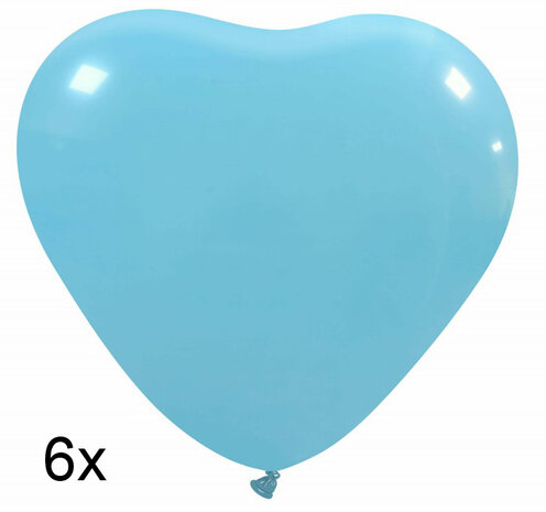 hartballonnen lichtblauw, 6x
