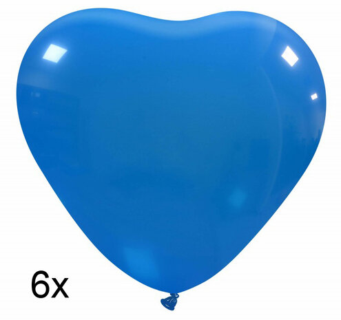 hartballonnen blauw, 6x