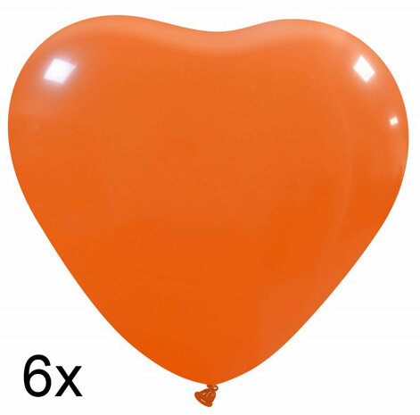 hartballonnen oranje, 6x