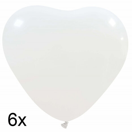 hartballonnen wit, 6x