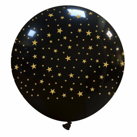 Stars zwart-goud  XL mega ballon, 80 cm