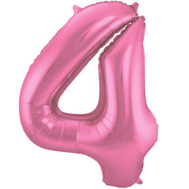 foliecijfer 4 mat roze,  86cm