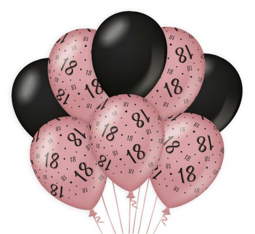 18 jaar rose-black ballonnen, 8x