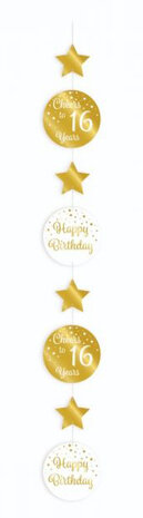 16 jaar gold-white hangdeco, 120cm
