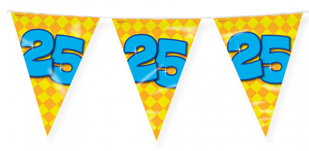 Vlaggenlijn 25 jaar Happy party, 10 m