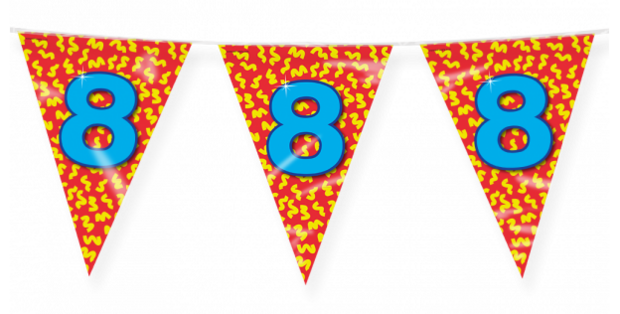 8 jaar vlaggenlijn Happy Party, 10 m