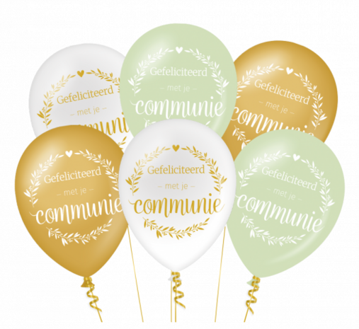 Gefeliciteerd met je Communie ballonnen, 6 stuks