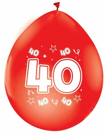 40 robijn ballonnen, 8 stuks