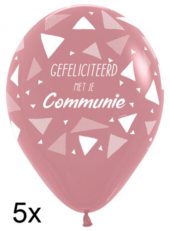 Gefeliciteerd met je Communie ballonnen Rosewood, 5 stuks