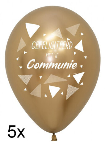 Gefeliciteerd met je Communie ballonnen Reflex gold, 5 stuks