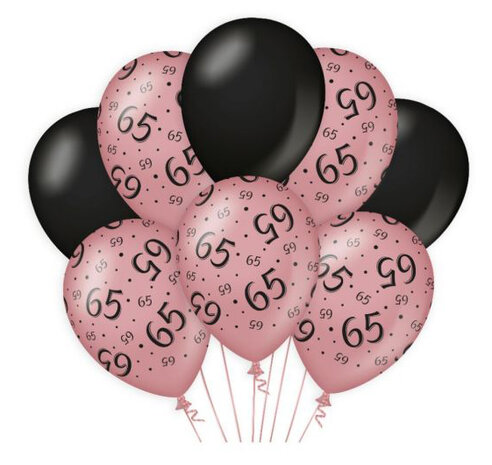65 jaar rose-black ballonnen, 8x
