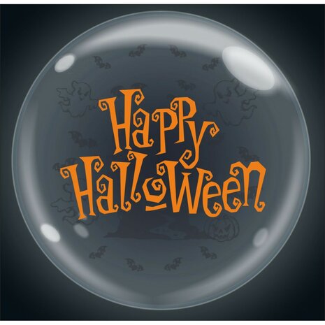 clear bubble Happy Halloween ballon, 45 cm