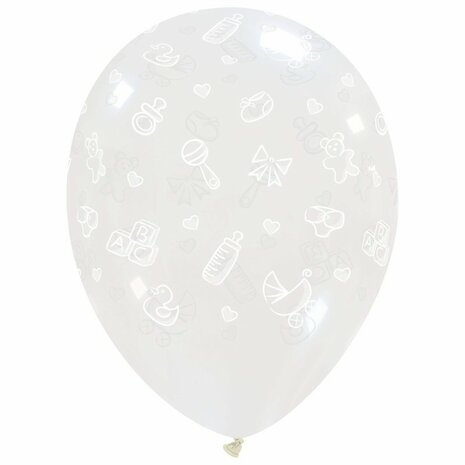 Baby Stuff transparant wit ballonnen, 30 cm