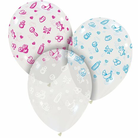 Baby Stuff transparant wit ballonnen, 30 cm