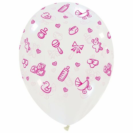 Baby Stuff transparant roze ballonnen, 30 cm