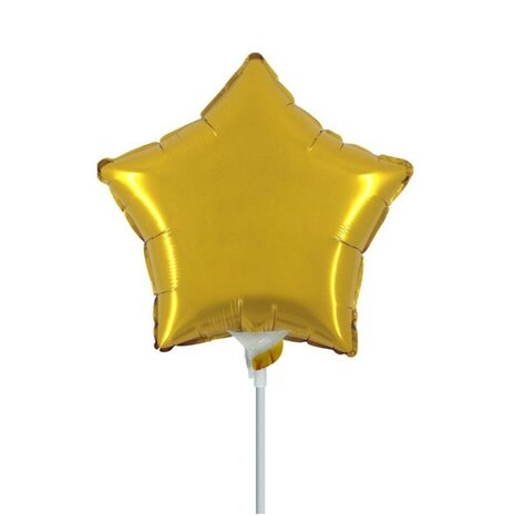 Goud ster mini folieballon, 20 cm