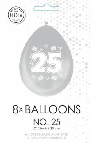 25 jaar zilver ballonnen, 8 stuks