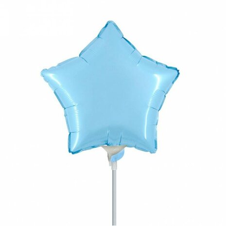 Lichtblauw ster mini folieballon, 23 cm