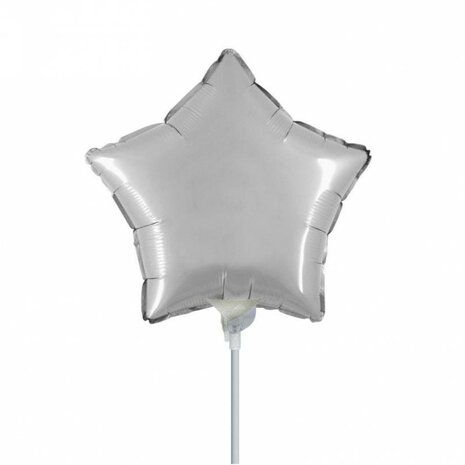 Zilver ster mini folieballon, 23 cm