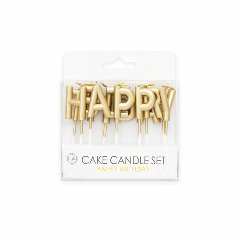 Cake candle set Happy Birthday goud