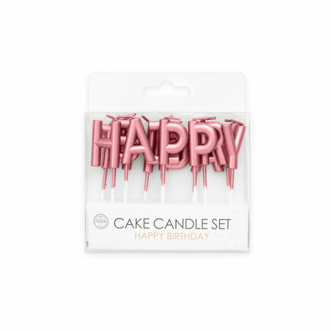 Cake candle set Happy Birthday rose gold