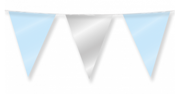 Lichtblauw en zilver vlaggenlijn, 10 m