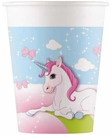 Unicorn bekers, 200 ml, 8 st