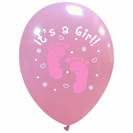 Ballonnen Its a Girl met voetjes, 30 cm