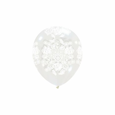 Transparante ballonnen met kant / lace, per stuk, 13 cm