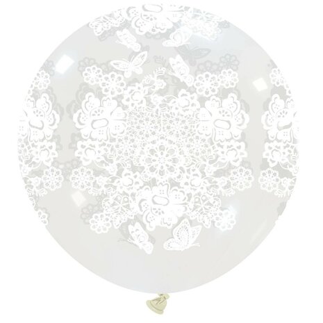 Transparante ballonnen met kant / lace, 34 inch