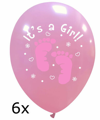 Ballonnen Its a Girl met voetjes, 30 cm