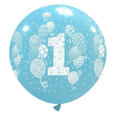 1st Birthday XL mega ballon blauw, 80 cm