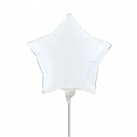 Wit ster mini folieballon, 23 cm