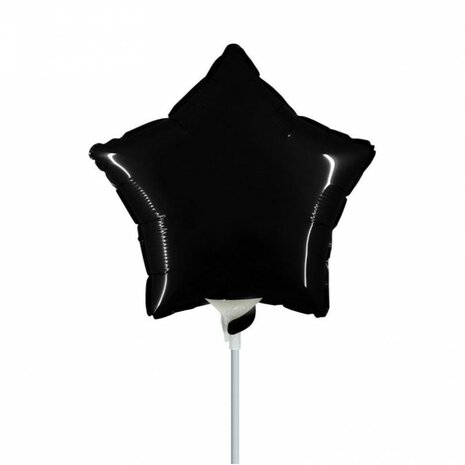 Zwart ster mini folieballon, 23 cm